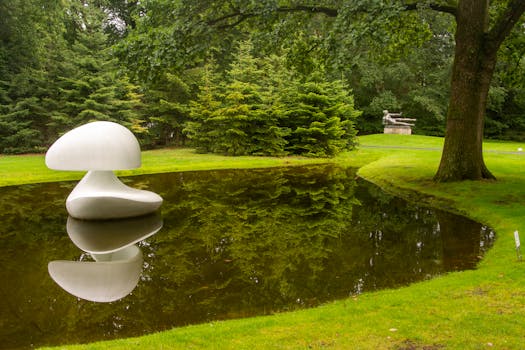 peaceful garden with lush greenery
